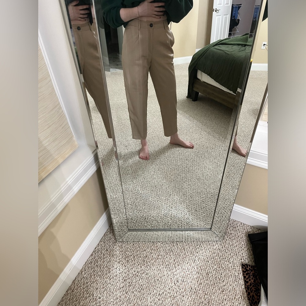 Mango tan faux leather pants